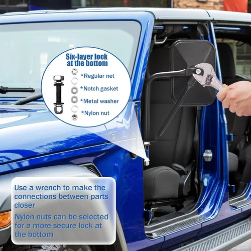 Vista 4 de CALBEAU Espejos para puertas apagadas, paquete de 2 espejos cuadrados de aventura lateral para Jeep Wrangler CJ YJ TJ JK JL JT Unlimited Accesorios