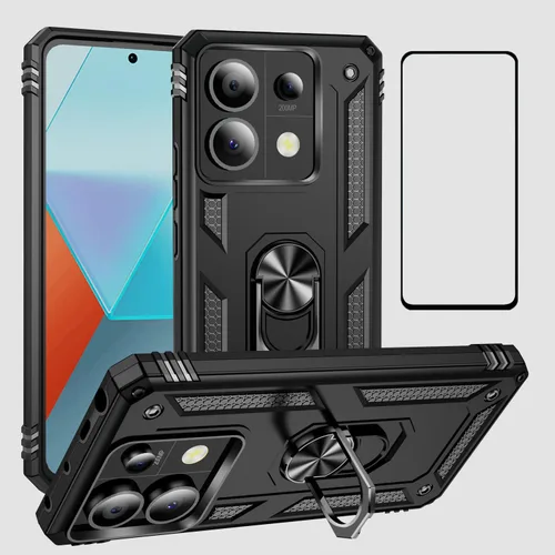 Vista 56 de Funda para Xiaomi POCO X3 NFC /X3 Pro con protector de pantalla, armadura de protección militar híbrida resistente a prueba de golpes, funda Negro