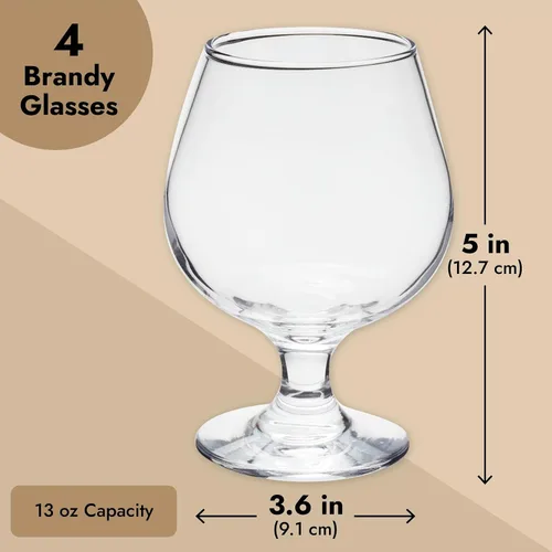 Vista 4 de Juvale Vasos de cóctel – 13 onzas de tallo corto moderno transparente, 4 unidades, cristal sin plomo, copas de brandy y sorteos de globos de coñac