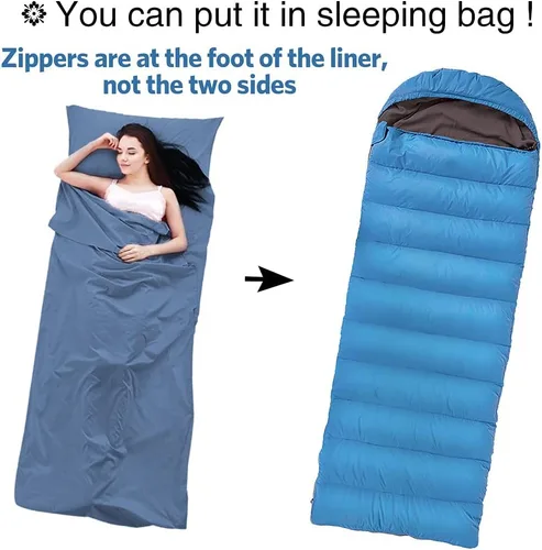 Vista 6 de Sleeping Bag Liner Ultralight Travel Sheet Dirt-Proof Camping Sheets Compact Hotel Sleeping-Sack for Outdoor Backpacking Hiking