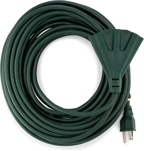 Vista 7 de Cable alargador de Holiday Lighting Outlet para interiores o exteriores de 16/3, 3 tomas de corriente, 3 clavijas, certificación UL Negro
