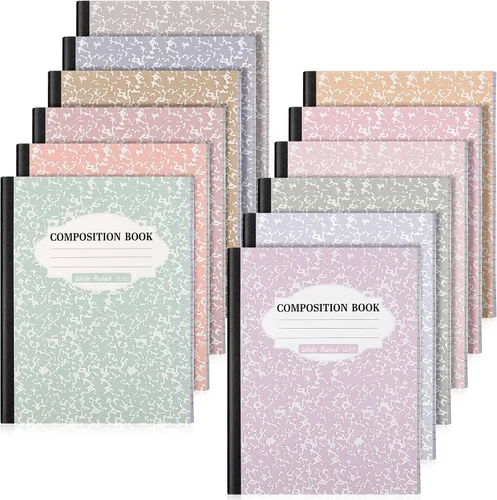 Vista 15 de Colarr Paquete de 8 cuadernos de composición de 9.75 x 7.5 pulgadas de ancho, libros de composición de papel de mármol a rayas de varios