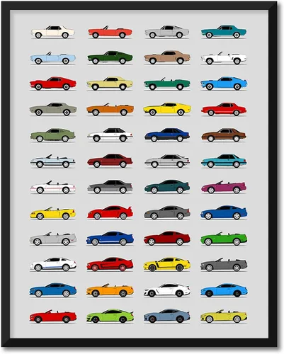 Vista 24 de Idea Network Póster hecho a mano compatible con Ford Print Wall Art Decoración hecha a mano de lo mejor de las generaciones de Ford, Historia Ford