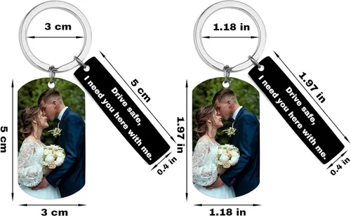 Vista 3 de Llavero personalizado con foto y texto, llaveros personalizados con imagen y imagen, llavero personalizable para conducción segura, placa de perro
