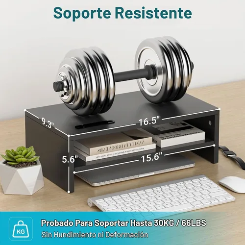 Vista 3 de 1home soporte elevador para monitor de computadora o computadora portátil, Negro