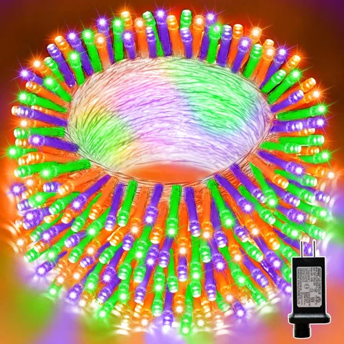 Vista 7 de Guirnalda de 100 luces LED de Pascua de 33 pies enchufables, multicolor pastel, 16 modos de luces parpadeantes, guirnalda de luces impermeables