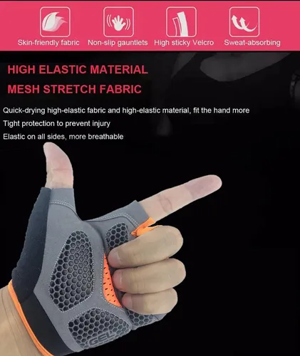 Vista 2 de Guantes de ciclismo de carretera de gel para hombre, guantes de ciclismo de medio dedo, guantes de bicicleta de carretera MTB, almohadilla de gel