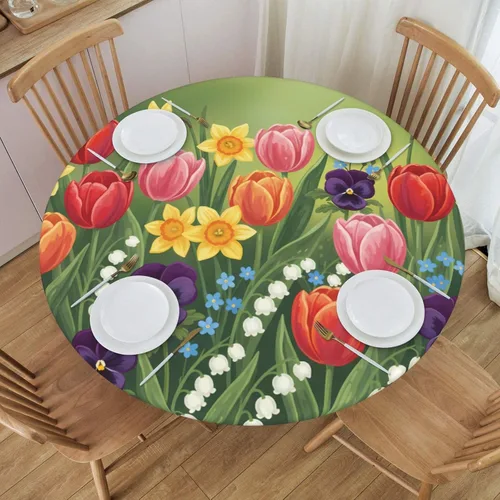 Vista 28 de Decorative Round Tablecloth Fitted Elastic 26" - 30" Butterfly Waterproof Table Cloth Cover Stretch Table Pad Cover for Parties Weddings Banquet