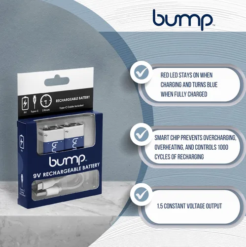 Vista 5 de bump Baterías recargables de 9 voltios - Paquete de 2