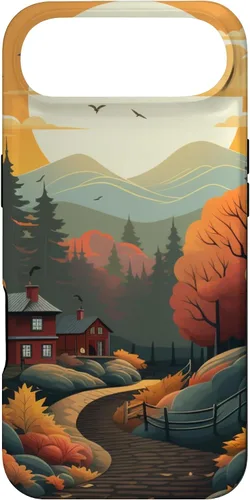 Vista 27 de Otoño hojas puesta de sol en montaña pino bosque otoño vibe caso para iPhone 16