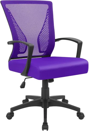 Vista 10 de Furmax Silla de oficina ergonómica de escritorio para computadora, silla de malla, respaldo medio, soporte lumbar giratorio con reposabrazos