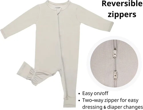 Vista 5 de GUISBY Pijamas para Bebé con Puños de Mitones - 3 Piezas Niñas Niños Cremallera de 2 Vías Manga Larga Rayón Pijamas