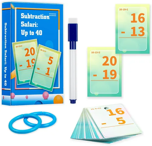 Vista 12 de Alened Tarjetas flash de suma y resta, tarjetas de datos matemáticos 1-20, juegos de manipulación matemática para jardín de infantes, 1º, 2º, 3º