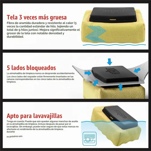 Vista 5 de GRILLART Cepillo de parrilla sin cerdas. Cabezal de limpieza reemplazable para barbacoa, herramientas raspadoras de ajuste perfecto para parrillas