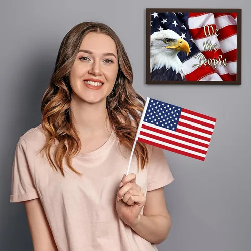 Vista 5 de We The People - Decoración de pared patriótica de Estados Unidos con bandera americana, arte de oficina en casa de veteranos militares, impresión