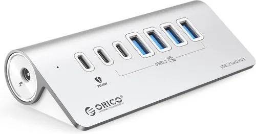 Vista 13 de ORICO Concentrador USB 3.2 Gen2 de 4 puertos, concentrador USB 3.2 de escritorio con 2 USB-A, 2 USB-C, puerto de fuente de alimentación de 5 V 3 A