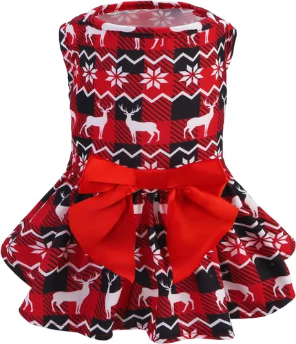 Vista 10 de PUPTECK Vestido estampado para perro, ropa para mascotas para el 4 de julio con lindo corbatín para cachorros, bandera, XS Estilo americano