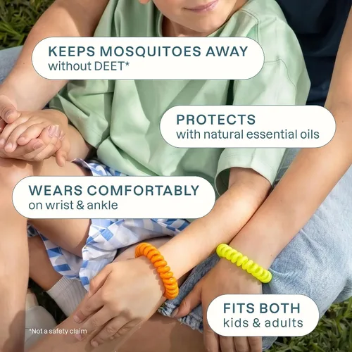 Vista 5 de Cliganic Paquete de 20 pulseras repelentes de mosquitos, bandas impermeables sin DEET