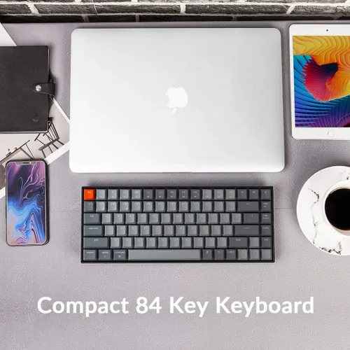 Vista 2 de Keychron Teclado mecánico Bluetooth K2 75% Layout con interruptor azul Gateron G Proretroiluminación LED blancaUSB CAnti GhostingN-Key