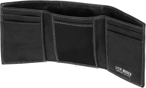 Vista 21 de Steve Madden Billetera triple RFID para hombre con ventana de identificación