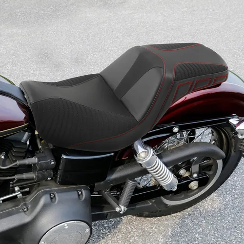 Vista 19 de Asiento de motocicleta para conductor y pasajero, apto para Harley Dyna Wide Glide Low Rider Fat Bob Street Bob FXDB Super Glide Custom Switchback