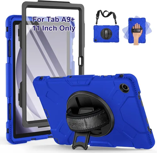 Vista 9 de SUPFIVES Funda para Galaxy Tab A9+/A9 Plus de 11 pulgadas con protector de pantalla, funda militar mejorada para tableta Samsung A9 Plus de 11 Negro