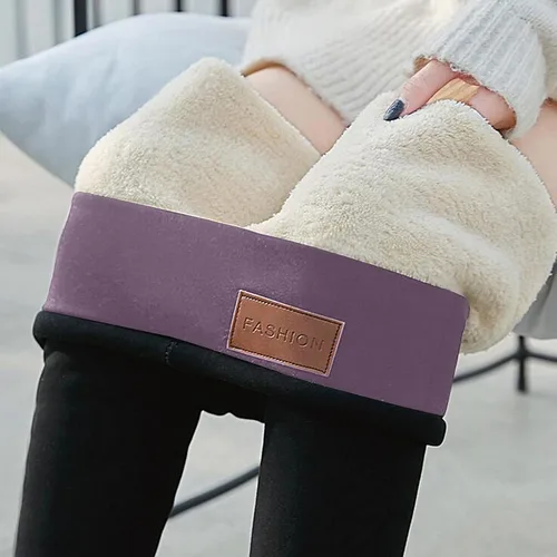 Vista 3 de Mallas con forro polar para mujer, cálidas, con forro de sherpa, talla grande, pantalones de nieve, pantalones térmicos para clima frío