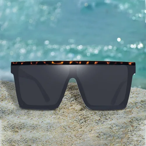 Vista 8 de 2 pares de lentes de sol cuadrados con parte superior plana para mujeres y hombres, grandes sombras sin montura de gran