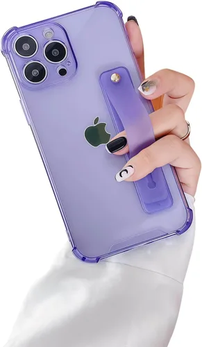 Vista 19 de Funda con correa para iPhone 15 de 6.1 pulgadas con soporte de pulsera, TPU suave y transparente protector a prueba de golpes, resistente, lazo
