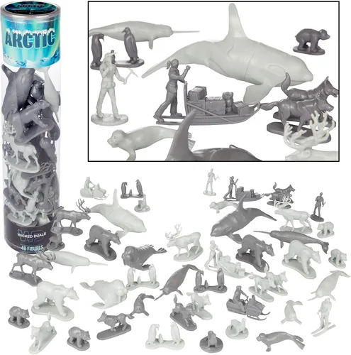 Vista 5 de Juego de animales árticos y antárticos (48 piezas) - Figuras de acción del polo norte y sur con osos polares, pingüinos, focas y exploradores