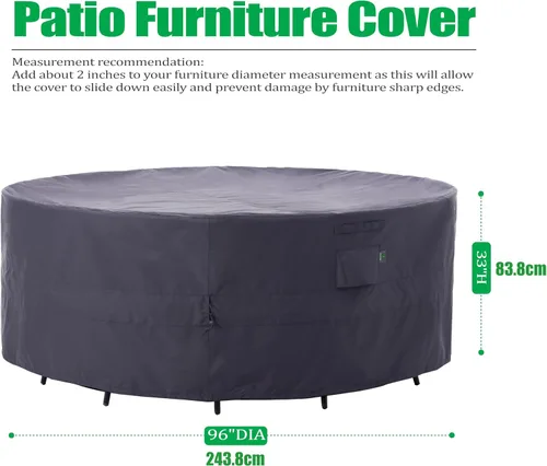 Vista 28 de F&J Outdoors Fundas para muebles de patio, impermeables, resistentes a los rayos UV, tela antidesgarros, cubierta para mesa de exterior, cubierta