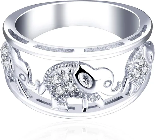 Vista 26 de JO WISDOM Anillo de elefante de plata de ley 925 con circonita cúbica