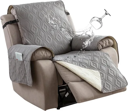Vista 13 de Genina - Funda impermeable para sillón reclinable de dos plazas, funda antideslizante para sofá, funda para sofá reclinable de 2 plazas, funda