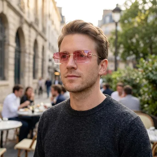 Vista 3 de Rimless Rectangle Sunglasses Women Men Trendy Square Y2K Glasses Retro Frameless Eyewear Gradient Lens