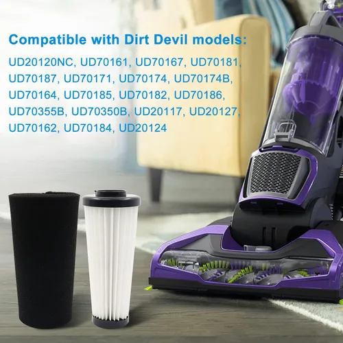 Vista 2 de Paquete de 4 filtros de repuesto F112 compatibles con aspiradora vertical Dirt Devil, juego de filtros de captura de olores Endura pre motor, pieza