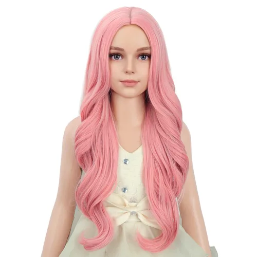 Vista 37 de PATTNIUM Peluca larga y ondulada rubia oscura para niños y niñas, peluca Rubio ceniza