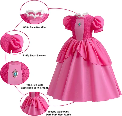 Vista 3 de Disfraz de princesa para niñas, disfraz para fiesta de cumpleaños