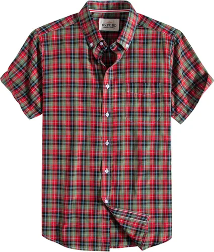 Vista 12 de Camisa Oxford para hombre de manga corta de ajuste normal, camisa casual con botones y bolsillo