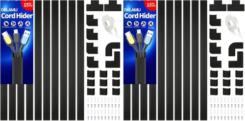 Vista 25 de Delamu Cubiertas de Cable de 157 pulgadas para Cables en la Pared, Ocultador de Cable para 1 Cable, Ocultador de Cable Pintable, Cubiertas
