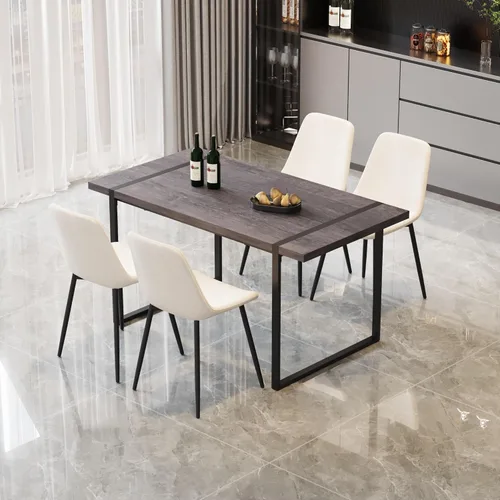 Vista 27 de Juego de mesa de comedor moderno para 4, juego de mesa y sillas de cocina de madera, juego de mesa de comedor de 5 piezas con 1 mesa de MDF y 4