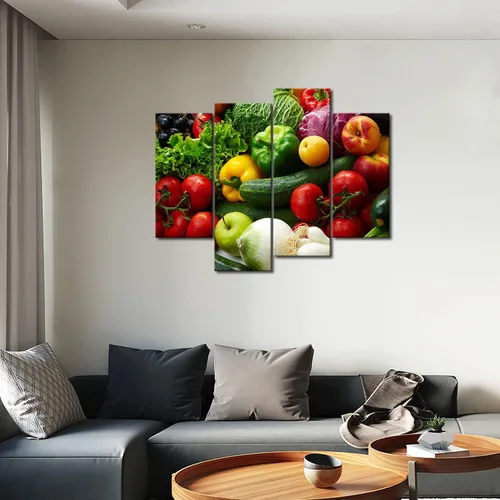 Vista 5 de Las diversas verduras coloridas de la pintura del arte de la pared de las imágenes imprimen en la comida de la lona la imagen para la decoración