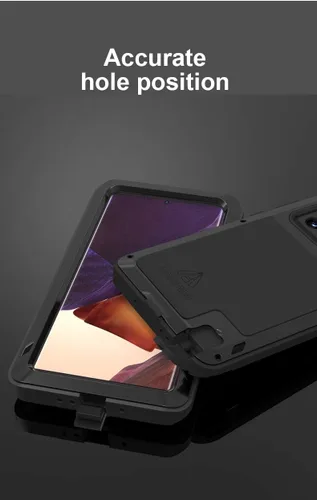 Vista 5 de LOVE MEI Funda para Samsung Galaxy Note 20 Ultra, resistente al aire libre, a prueba de golpes, a prueba de polvo, híbrida, de aluminio, resistente