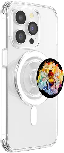 Vista 3 de Abeja abeja abeja panal colorido insecto abejorros amantes PopSockets MagSafe PopGrip para iPhone