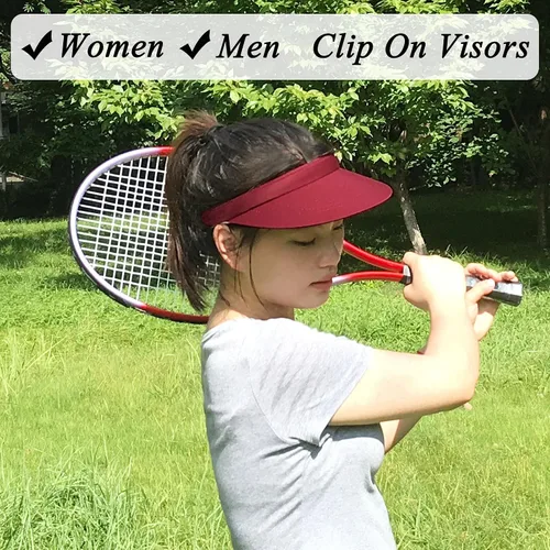 Vista 3 de Paquete de 2 viseras para mujeres y hombres, sombrero de sol con clip, ajustable, gorra deportiva de ala ancha