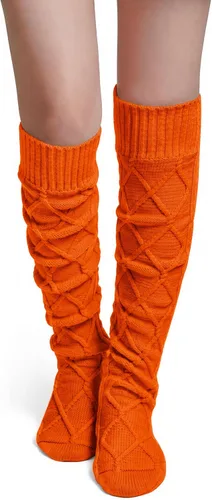 Vista 7 de Pcavin Thigh High Socks for Women, Long Cable Knit Over Knee Boot Stockings 0013 Estilo Negro