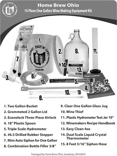 Vista 2 de Home Brew Ohio Kit de equipo de fabricación de vino de 15 piezas de un galón