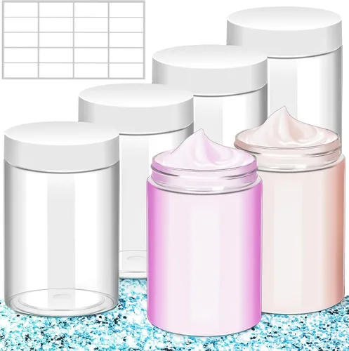 Vista 11 de Paquete de 15 tarros de plástico redondos transparentes de 1 onza con tapas, frascos pequeños para cosméticos de 1 fl oz, recipientes de maquillaje