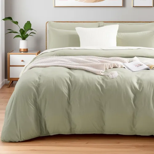 Vista 55 de NEXHOME PRO Funda de edredón Twin XL 100% algodón lavado, transpirable, duradera, texturizada, similar al lino, juego de ropa de cama para el hogar