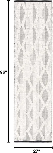 Vista 2 de SAFAVIEH Natura Collection - Alfombra de pasillo de 8 pies, color negro y marfil, diseño moderno, ideal para zonas de alto tráfico en pasillo, baño