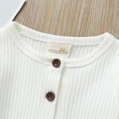 Vista 5 de Mameluco de una pieza para recién nacido unisex con botones color liso para bebé y niña